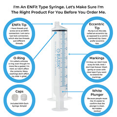 60cc | 60ml BASIK ENFit Feeding Reusable Syringe Silicone O-ring 5/pak Enteral