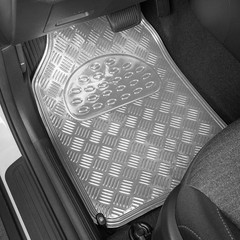 BDK Metallic Chrome Car Floor Mats – Silver, All-Weather, Universal Fit