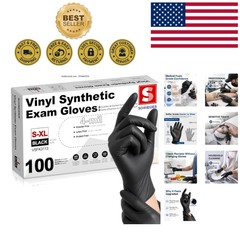 Large Black Latex-Free Vinyl Gloves – 4 Mil Disposable for Medical & Kitchen Use