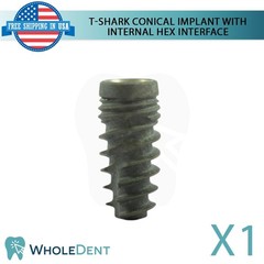 1x Dental T-shark Conical Fixture with Int Hex Connection Titanium Sterile SLA