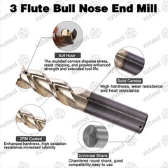 3 Flute 1/2″ Carbide End Mill – .030 Corner Radius Mill- ZRN Coated for Aluminum