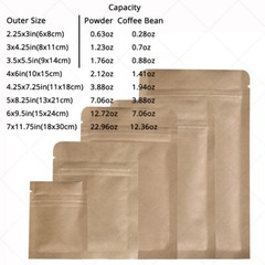 Variety Sizes Double-Sided Beige Kraft Paper Zip Lock Pouch Bag Herb Packing M