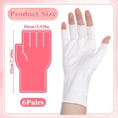 6 Pairs Eczema Gloves White Fingerless Gloves Cotton Glove for Dry Hands Slee…
