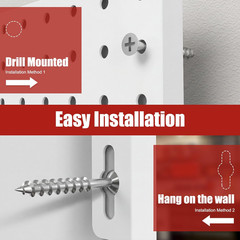 Peg Board 4 Pack Metal Pegboard Panels with 50 Hooks, White Pegboard Organizer