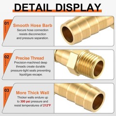 5 Pack Brass Hose Barb to Male Adapter, 4Mm Barb X M5X0.8Mm Male for Industrial