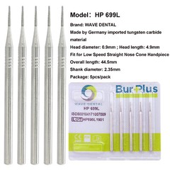 Wave Dental Surgical Burs For Straight Handpiece Taper Fissure Carbide HP 44.5mm