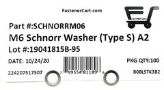 (100) M6 Stainless Steel Type S Safety Lock Washer – Schnorr style washer A2