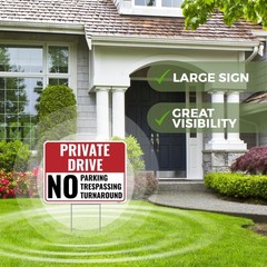 2PC Private Driveway No Turnaround Sign with Stake, 12 Inches by 9 Inches – C…