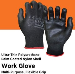 WOLF Waterproof Work Gloves – Polyurethane Coated for Enhanced Grip (Pack of 12)