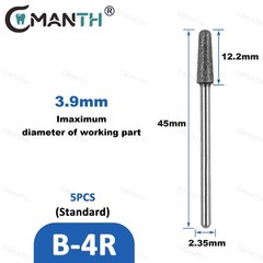 Dental Low Diamond Bur Teeth Polishing For Low Speed Handpiece HP Dia.2.35mm 5Pc