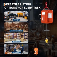 3-in-1 Electric Hoist Winch 1100 lbs Capacity, 1500W 120V Power, 25ft Lift