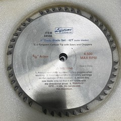 Lifetime Carbide 44566 8″ C2 Tungsten Carbide Tipped 42 Tooth Dado Blade set of7