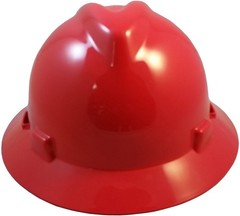MSA V-Gard Full Brim Hard Hats with Fas-Trac Suspensions – Red