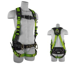 SafeWaze Full Body Construction Harness, Lime Green, Free Floating Waist Pad 2XL