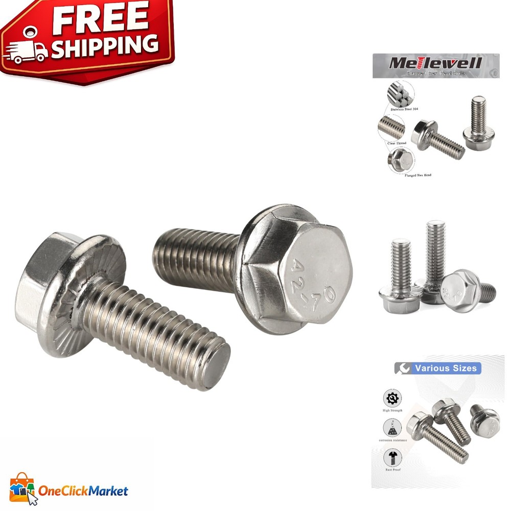 Corrosion Resistant Flanged Hex Bolts – 15 Pack, 5/16-18 x 1” Stainless Steel