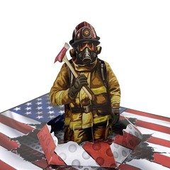 PQDGlobal 3D Firefighter Popup Card – 5.9 inches x 7.9 inches,