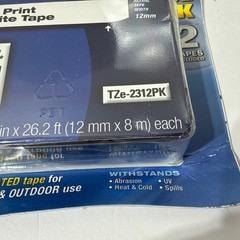 Brother TZE2312PK 12mm Black on White Tape 2 Pack 1/2” Tape Indoor Outdoor ~NEW