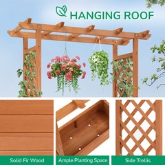 LEADZM Fir With Arched Lattice Raised Garden Bed Wooden Planting Frame Teak