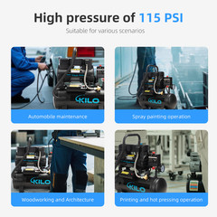 2 Gallon 1.0HP Oil-Free Air Compressor, 100PSI 65dB Quiet for Tire Inflation