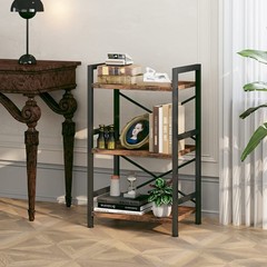 Homeiju Bookshelf 3 Tier Industrial Bookcase Metal Small Bookcase Rustic