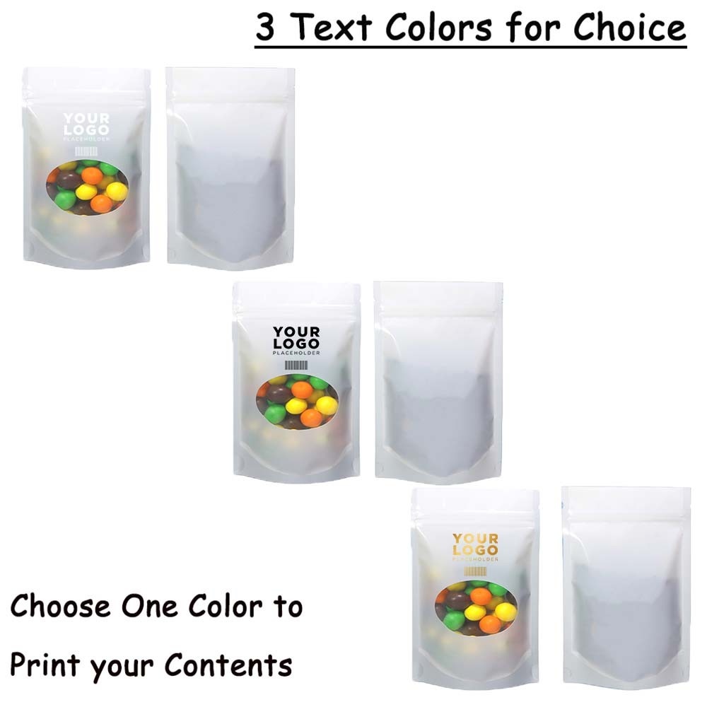 Branded See Through Foil Stand Up Bags Assorted Shades Airtight Storage Pouches