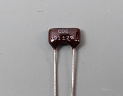 (100) CDE 91pf Silver Mica Capacitors 500v, Tested