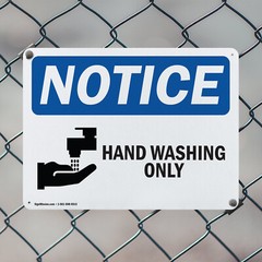 (2 Pack) Hand Washing Only OSHA Notice Sign Decal Metal Plastic