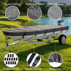Jon Boat Cover 10-12ft,1200D 5-Layer Waterproof Oxford Fabric,Heavy Duty UV P…