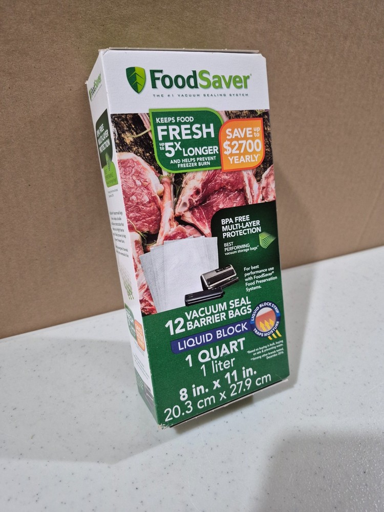 FoodSaver 1-Quart Liquid Block Vacuum Seal Bags, 12 Count – FSFSBFLB216-NP