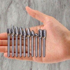 10x 1/4 Double-Cut Tungsten Steel Carbide Rotary Tool Burr Die Grinder Shank Bit