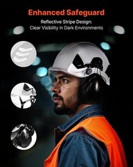 VEVOR Industrial Safety Helmet with Visor and Earmuffs Adjustable Vented Hardhat