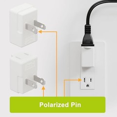 1PC NEMA 1-15P to 1-15R 90° Up Angle 2-Prong US Power Adapter White