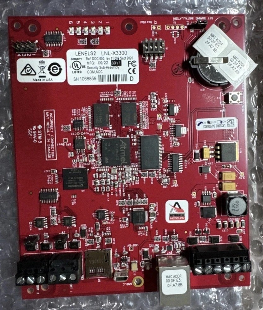 Lenel Mercury LNL3300 Network Controller Board Red