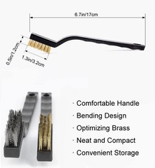 SUJAYU Brass Wire Brush Rust Remover, Small 6.7 inches x 0.5 inches, Black