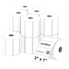 3″x1″ Direct Thermal Labels 1375/Roll Barcodes Shipping Stickers for Rollo Zebra