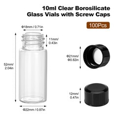 500pcs 4/10/30ml Clear Essential Oil Small Sample Glass Vials Bottles Containers