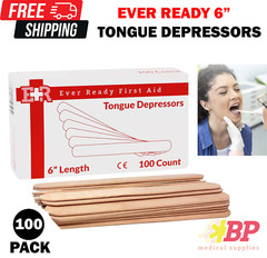 Ever Ready First Aid Wood 6″ Tongue Depressors Medical All Purpose – 100CT