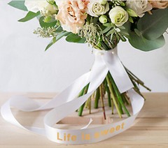 1PK Satin Ribbon Gold on White Compatible with Brother P-Touch Tze TZ-R234 12MM