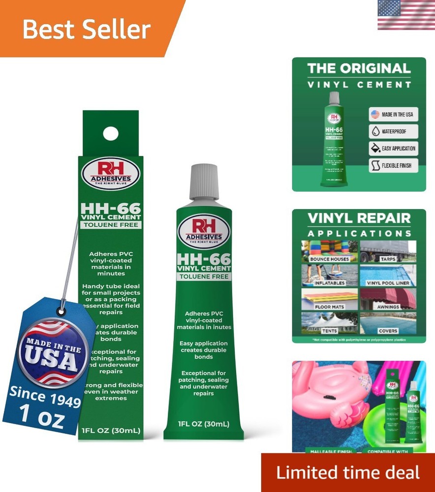HH-66 Toluene Free Vinyl Cement 1 oz – Waterproof Flexible Adhesive for DIY