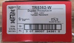 (BOX OF 10) LEGRAND PASS & SEYMOUR TR5362-W DUPLEX RECEPTACLES, 20A, WHITE, 125V