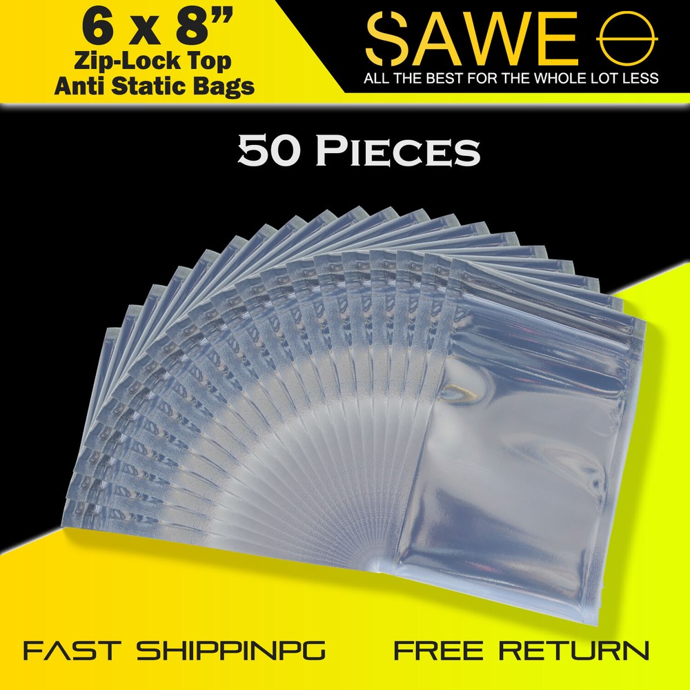 50 x Anti Static Shielding ESD Bag 6″ x 8″ Zip Lock Reclosable 15x20CM