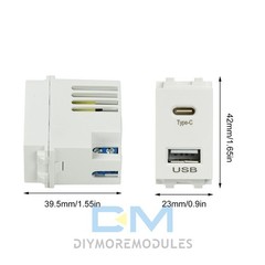 Type 128 USB Power Module Dual Port 2.1A 5V USB+Type-C Charging Socket Module