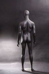 Male Adult Egg Head Fiberglass Metallic Gray Mannequin with Base