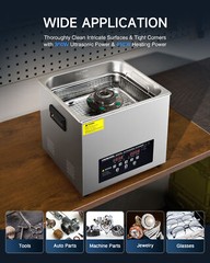 CREWORKS 15L Ultrasonic Cleaner with Control Panel 1-30 min. Timer & Degas Mode