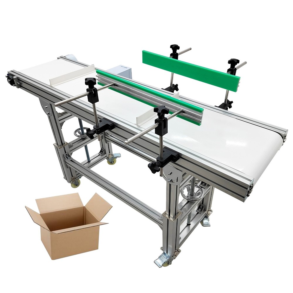 59”x11.8″ Belt Conveyor Transportation Machine Double Fence Load 66-88Lbs 110V