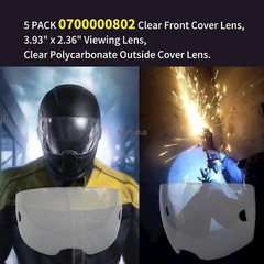 0700000802 Clear Front Cover Lens for Sentinel A50 Helmet For ESAB 5 Pack