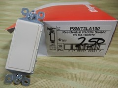 Pass & Seymour Light Almond Residentioal Paddle Switch Qty 10 NOS PSWT3LA100