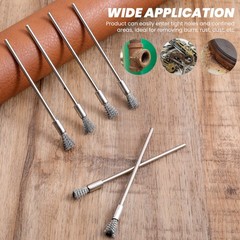 10 Pcs Wire Brush, Stainless Steel Extended Cleaning 6 millimeters, Silver