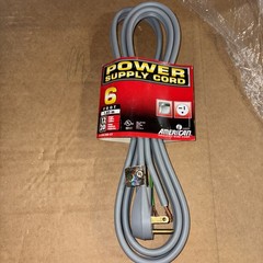 Power Supply Cord 6 Foot 12 Guage 20 Amps 125/250v A1416006GY, AMERICAN WIRE