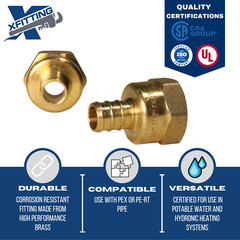 (25) 1/2″ PEX X 1/2″ FEMALE NPT THREADED ADAPTER BRASS CRIMP FITTING – LEAD FREE